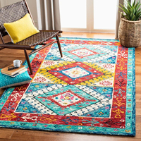 Bohemian Geometric Area Rug Rectangle Hand Tufted Medium Pile Stain Resistant Living Room Wool Acrylic Rug