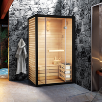 Sauna sec en bois carré d'intérieur à succès en 2026 : alimenté par une poêle électrique, convient à 1 à 2 personnes