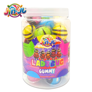 厂家批发水果味软糖糖果50% 果汁含量瓢虫形状EN71认证瓶清真小吃玩吃 - Product Image 3