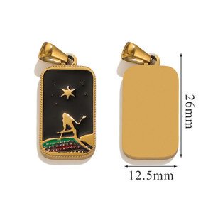 Pendentif Ciel Étoilé en Acier Titane Style Européen-Américain, Collier DIY en Acier Inoxydable avec Carte de Tarot Rectangulaire, Porte-clés Palm Moon - Product Image 2