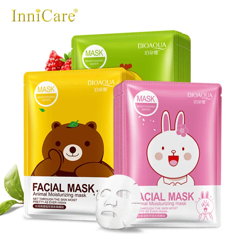 Moisturizing Apureaging Acne Treatment Skin Care Cleansing Facial Masks Beauty Sheet Face Mask Plant Extract Cartoon Cotton 30g