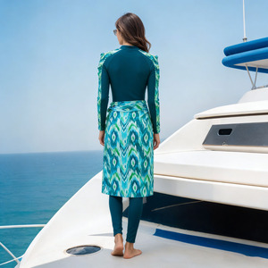 Muslim Swimwear Women Full Body Coverage Burkini 2 Piece Set Washed Quick Dry Custom Logo Bulk Wholesale - Product Image 6