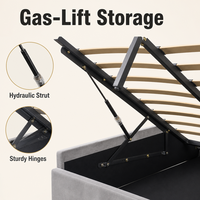 Samtbezogenes Chesterfield-Schlittenbett, Kristalldiamant-Knopfheftung, Gaslift-Stauraum-Bettgestell