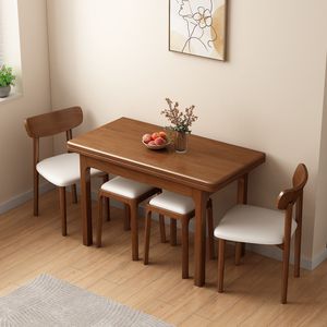 Solid <b>Wood</b> Folding <b>Dining</b> <b>Table</b> <b>Extendable</b> Square Long <b>Table</b> For Living Room <b>Dining</b> Room - Product Image 2