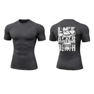 Servizio Completo, Basso MOQ, Personalizzazione, Maglietta Attiva Elasticizzata, Stampa DTG con Teschio, T-Shirt Aderente a Compressione per Uomo - Product Image 1