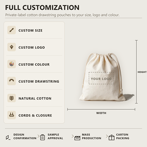 Cotton Drawstring Bag Recyclable Customizable Canvas Pouch <b>Rope</b> Handle Closure for Gift Shopping Daily Storage - Product Image 2