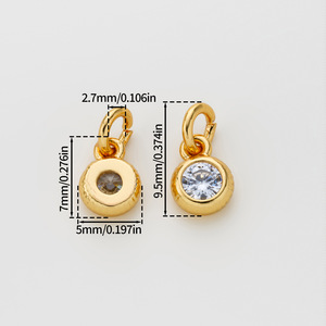 18K Gold Plated <b>Copper</b> Pendant 5mm Zircon Round For <b>Bracelet</b> Making Jewelry Findings - Product Image 2