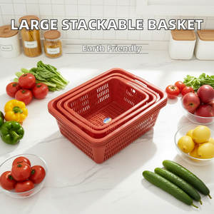Panier en plastique PP ovale multifonctionnel et empilable, écologique, pour légumes, fruits et rangement domestique – Vente en gros Chine - Product Image 2