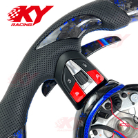 Volant personnalisé en fibre de carbone véritable pour BMW série F M2 M3 M4 M5 F80 F10 F30 F18, style forgé bleu avec affichage LED chauffant