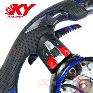 Volante Personalizado de Fibra de Carbono Real para BMW Serie F M2 M3 M4 M5 F80 F10 F30 F18 Estilo Forjado Azul con Calefacción y Pantalla LED - Product Image 2