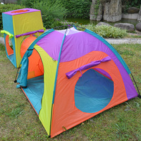 Ensemble de tente de jeu pour enfants en polyester durable 3 pièces avec tunnel de ramassage et maisonnette modulaire, jouet d'activités portable et pliable pour enfants
