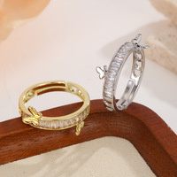 Bague ouverte double papillon entièrement sertie de diamants pour femme, design de niche de luxe léger, zircon pavé, bande délicate réglable, cadeau en or