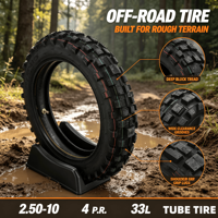 Pneu de moto tout-terrain de haute qualité 2.50-10 avec chambre à air, adapté à tous les terrains, haute adhérence, résistant à l'usure, pour moto tout-terrain