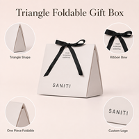 Boîte cadeau pliable triangulaire, emballage plat en une seule pièce avec poignée, logo personnalisé, écologique, pour bonbons, desserts, pâtisseries, directement de l'usine