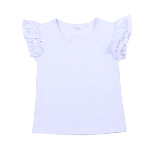 เสื้อยืดเด็กผู้หญิงแฟชั่นสุดฮิต สีพื้น แต่งระบาย สำหรับฤดูร้อน ไม่มีขั้นต่ำในการสั่งซื้อ - Product Image 2