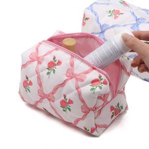 Floral <b>Makeup</b> Quilted Cosmetic Bag for Women Cosmetic Organizer Toiletries Large Capacity <b>Makeup</b> Pouch Toiletry Organizer <b>Case</b> - Product Image 1