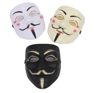 Masker pesta V untuk topeng Vendetta pria anonim Fawkes gaun mewah Aksesori kostum dewasa masker wajah penuh Cosplay pesta Halloween