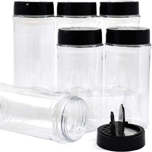 16oz Pet nhựa gia vị Lọ muối Shaker và hạt tiêu chai gia vị container với nắp màu đen - Product Image 1