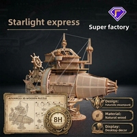 Hamaileon Faible MOQ Décoration de bureau en bois Steampunk, Modèle de navire 3D en bois avec hélice à engrenages mécaniques, Kit de construction vintage, Cadeau pour adultes