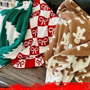 Couverture en tricot douillet de Noël à motif de bonhomme en pain d'épices pour canapé, bureau, usage enfantin, design <span class=keywords><strong>personnalisé</strong></span> tricoté - Product Image 2