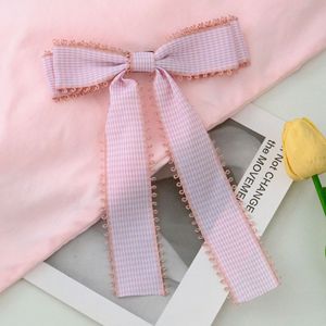 Sweet Bowknot Haars pangen Preppy Style Grid Bow Langes Band Haars pangen Mädchen Haarschmuck - Product Image 2