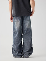 Jean droit pour homme avec bordure peinte et détails de revêtement en denim – Collection Art Bulk