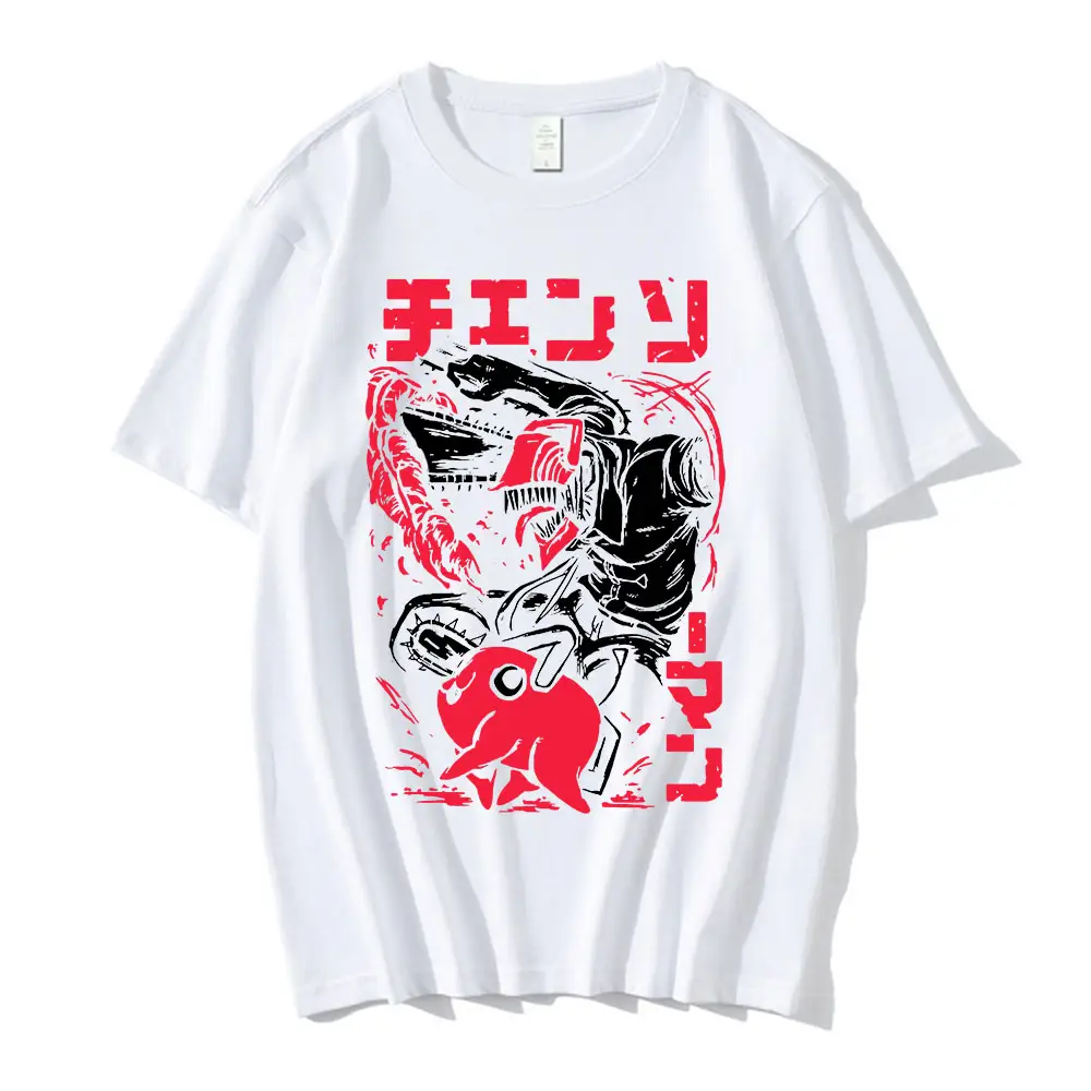 アニメTシャツチェーンソー男アニメ男性女性黒服トップスTシャツTシャツ