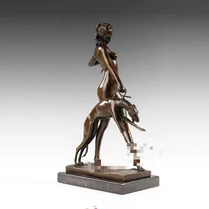 Небольшой Размер знаменитая бронзовая женская скульптура греческой Дианы и гончей