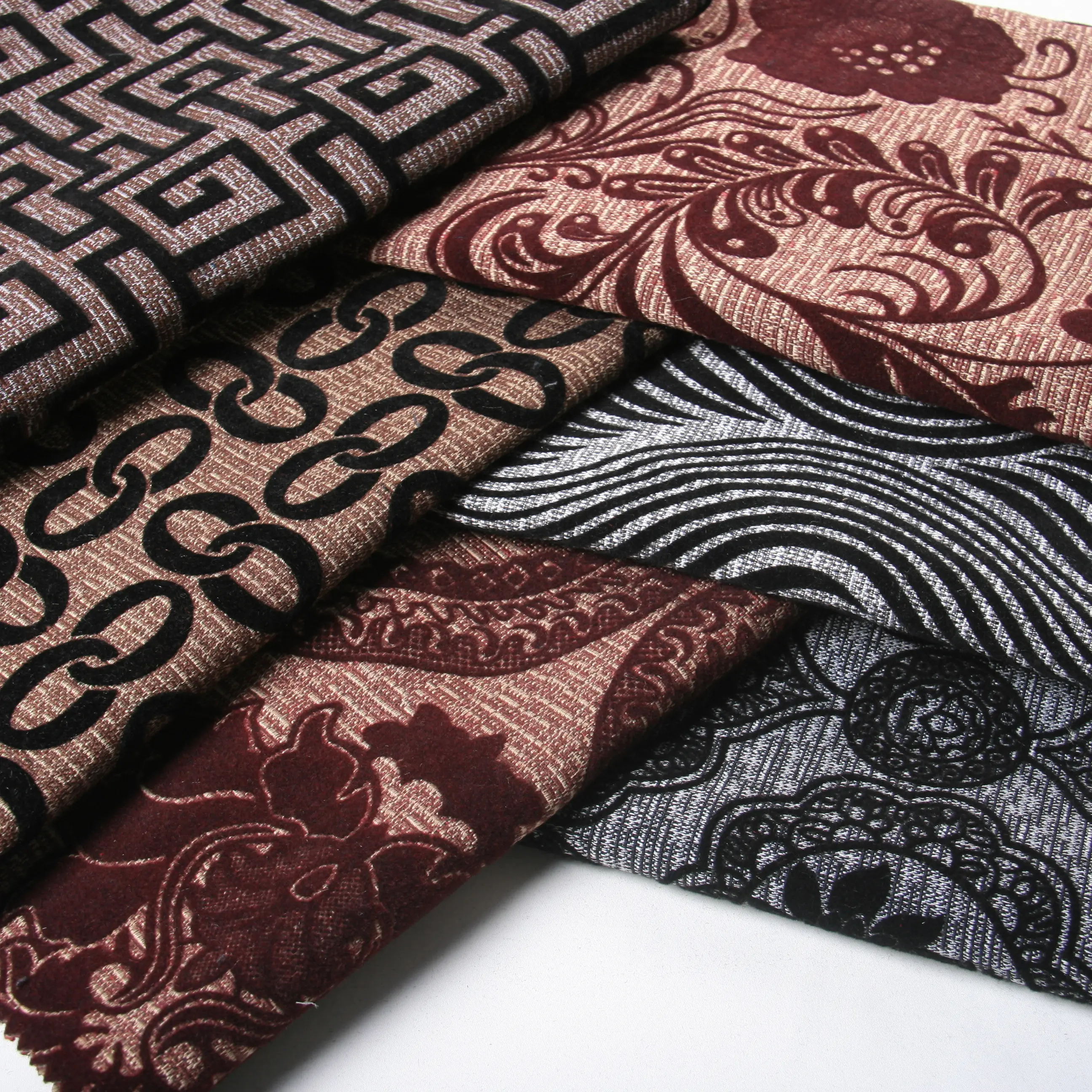 Tela africana de flocado de poliéster 100% para tapicería de sofá, tela textil para el hogar