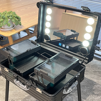 Travel Factory Mallette de maquillage Mallette de maquillage avec pieds Mallette de maquillage sur roues avec miroir lumineux
