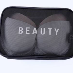 กระเป๋าเครื่องสำอางตาข่ายโปร่งใสแฟชั่นกระเป๋าเครื่องสำอางโลโก้ที่กำหนดเองพร้อมกระเป๋า - Product Image 4