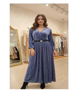 Robe en velours moderne pour femmes, coupe confortable, taille naturelle, ceinture, écologique, style A, tenue de soirée, convient aux fêtes et aux dîners - Product Image 6