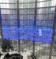 Layar LED Transparan McDonald's 25 inci, Panel Biru Muda 1080P, Kecerahan 5000cd, Display Dinding Dalam Ruangan dengan Garansi 2 Tahun