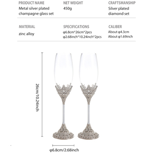 Ensemble de 2 verres à whisky hauts en argent plaqué diamant luxueux, fête de mariage, écologique, réutilisable, boîte cadeau personnalisée de <span class=keywords><strong>marque</strong></span> - Product Image 2