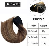 Mèches Coudre dans les extensions de cheveux Mèches de trame de cheveux humains Couleur Ombre Noir à Châtain Brun avec Blond Fraise