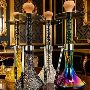 Juego de Cachimba Decorativo con Base de Metal y Vidrio, Pipa para Fumar con Asa y Tubo para Salón o Bar - Product Image 2