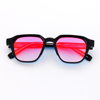 Gafas de Sol Vintage en Oferta, Retro, Poligonales, Pequeñas, de Alta Gama, UV400, Rectangulares, Montura Completa de PC para Unisex con Lentes Multicolores