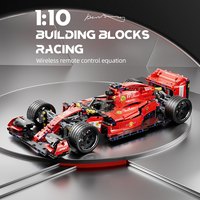 En stock : Blocs de construction de voiture de course F1 rouge à l'échelle 1:10, modèle statique DIY mécanique de supercar de formule 1, jouet en briques pour garçons