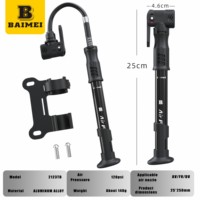 Pompe à vélo mini haute pression BAIMEI 120 PSI à fixation sur cadre, en alliage d'aluminium, étanche, avec manomètre, pour valves Schrader/Presta/Dunlop VTT