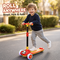 Trottinette à 3 roues pour enfants, guidon réglable en hauteur, musique, lumières LED, roues en PU, trottinette à trois roues pour enfants en bas âge