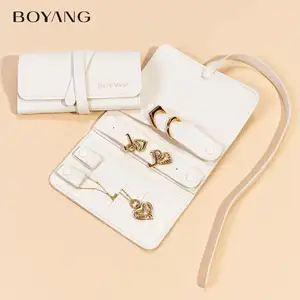 Boyang luxe microfibre collier boucle d'oreille anneau stockage rouleau sac bijoux voyage organisateur pochette