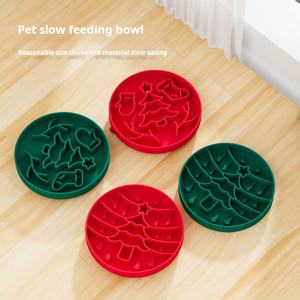 Mangkuk Natal pengumpan lambat hewan peliharaan desain luar menyenangkan anjing makanan Licking mangkuk silikon - Product Image 1