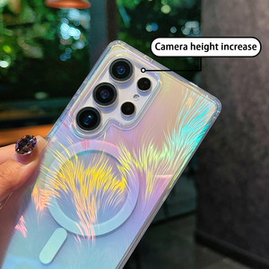 Étui de téléphone portable à charge magnétique sans fil pour Samsung <span class=keywords><strong>Galaxy</strong></span> S23/S24/S25 Edge étui de téléphone portable Laser holographique - Product Image 2