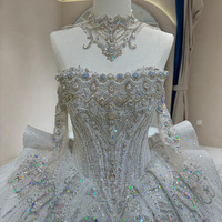 DW0054 Robe de mariage élégante pour femme, robe de bal moderne, design royal, dentelle pailletée, train de chapelle, mode princesse douce