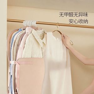 Clothing Compression Storage Board Rectangle Hook Type Milk Apricot Pink <b>Wardrobe</b> Organizer Space Saving Dust Cover - Product Image 3