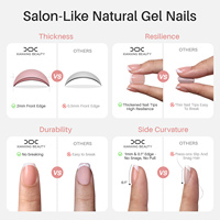 Faux ongles courts rouges français personnalisés, design de marque, vente en gros, en gel souple rose pastel, faits à la main, à presser