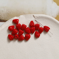 Perles en forme de bourgeon de tulipe, couleur macaron, effet poudre de coquillage, pour la création de boucles d'oreilles et colliers DIY pour filles