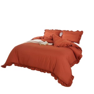 Clearance Foreign Trade Export Clay-Colored Lotus <strong>Leaf</strong> Three-Piece Quilt Cover Set Double Superfine Fiber Modern Simple <strong>Bedding</strong> - Product Image 5