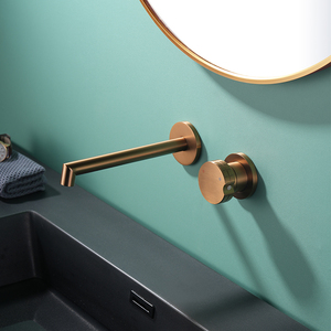 <span class=keywords><strong>Robinet</strong></span> de lavabo mural moderne de luxe en acier inoxydable à trou unique avec noyau de valve en céramique Bec rond et poignée circulaire - Product Image 5