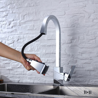 Robinet de cuisine extractible certifié CUPC, eau froide et chaude, mitigeur d'évier rotatif avec tête de pulvérisation anti-éclaboussures